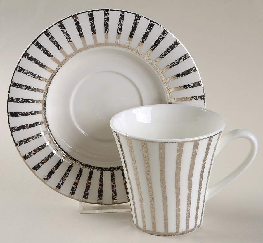 Jive Platinum Flat Cup & Saucer Set by Royal Doulton-1