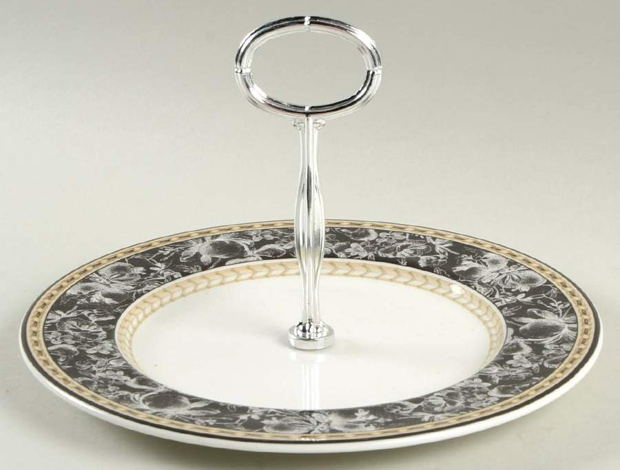 Provence Noir Round Serving Plate with Handle (SP) by Royal Doulton-1