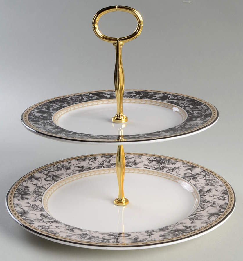 Provence Noir 2 Tiered Serving Tray (Dinner & Salad Plate) by Royal Doulton-1