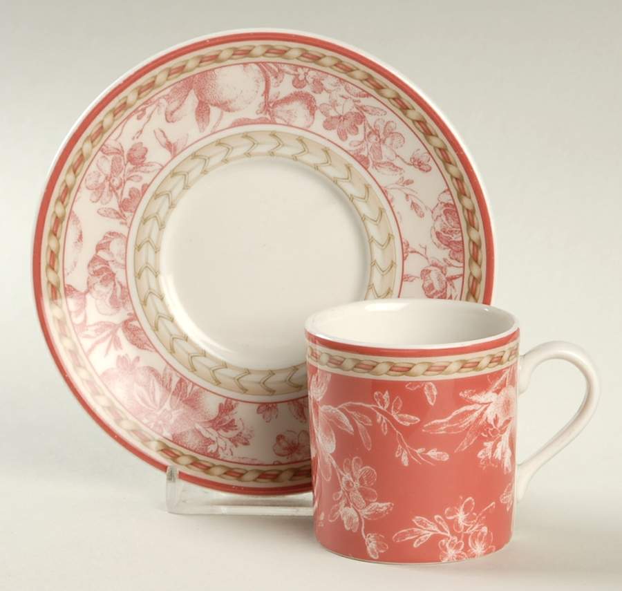 Provence Rouge Flat Demitasse Cup & Saucer Set by Royal Doulton-1