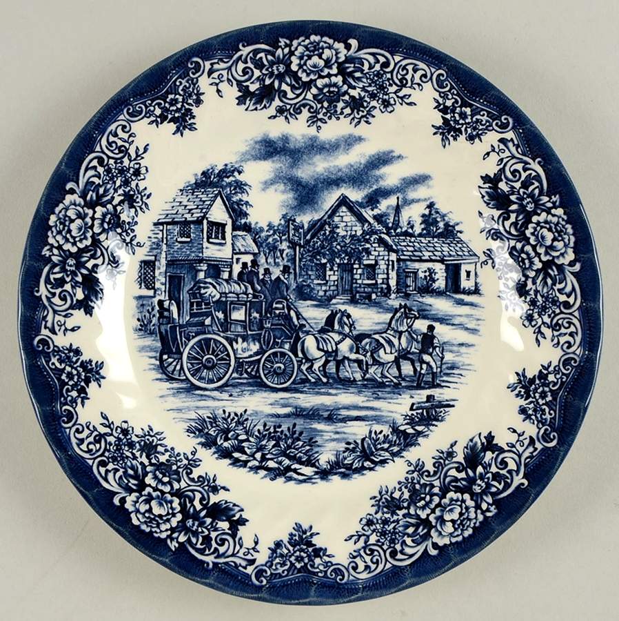 Coaching Scene Blue Salad Plate by Royal Stafford-1