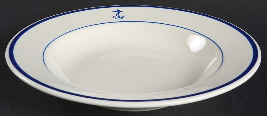 U S Navy Mess China Wardroom Officers Large Rim Soup Bowl by Royal Jackson-1