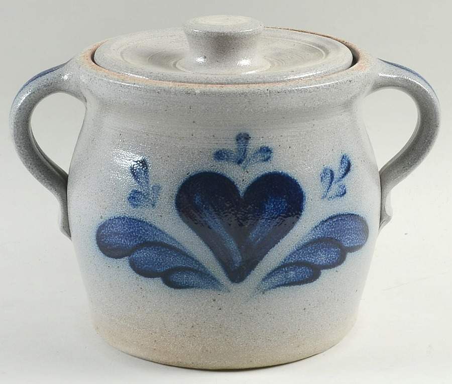 Heart Small Bean Pot & Lid by Rowe Pottery-1