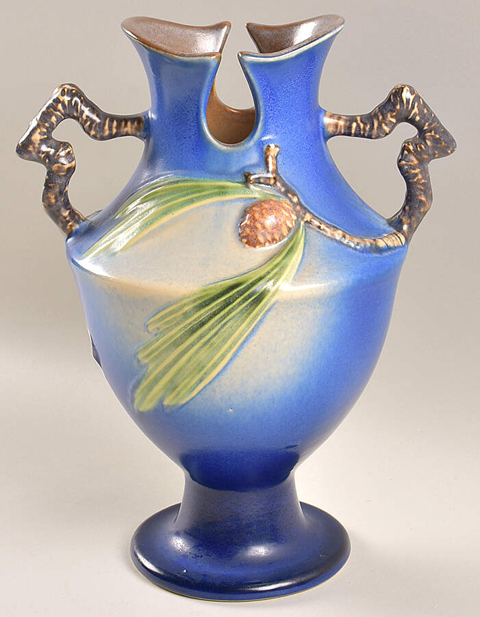 Pinecone Blue 10" Vase by Roseville-1