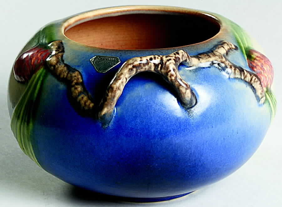 Pinecone Blue 4" Rose Bowl by Roseville-1