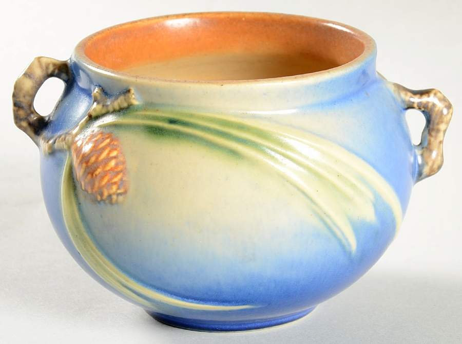 Pinecone Blue 3" Jardiniere by Roseville-1
