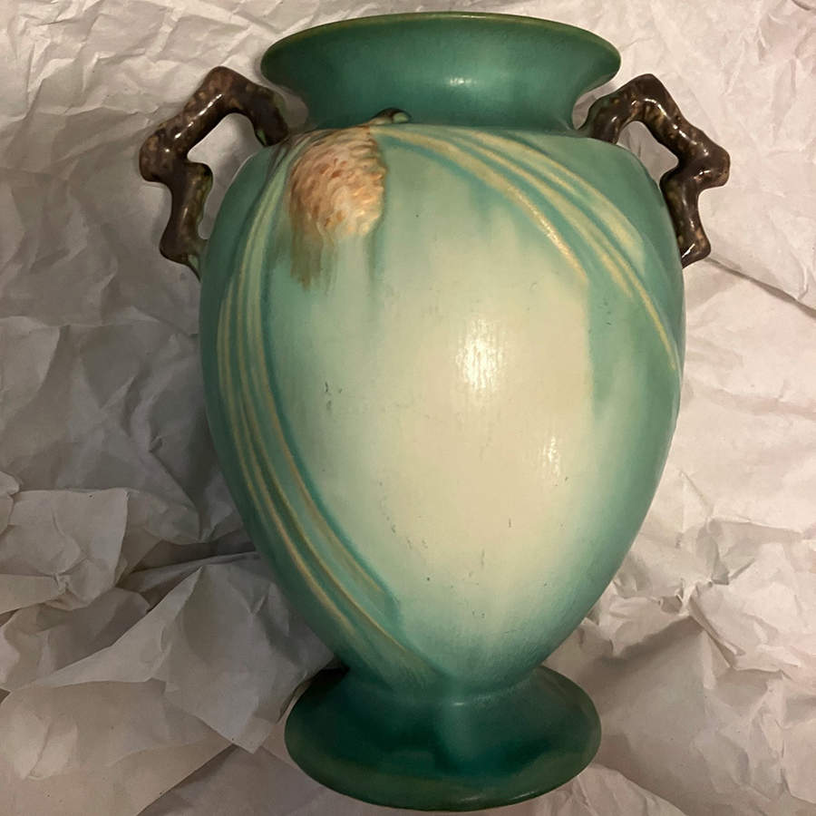 Pinecone Green 8" Footed Vase by Roseville-1