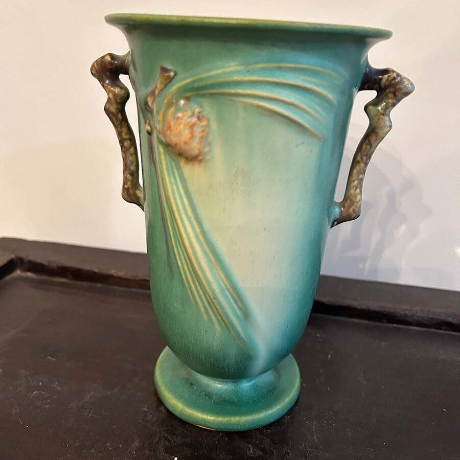 Pinecone Green 7" Flared Vase by Roseville-1