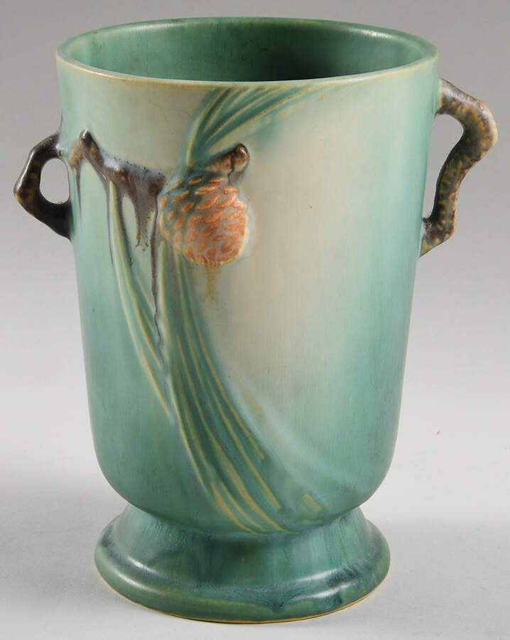 Pinecone Green 7" Vase by Roseville-1