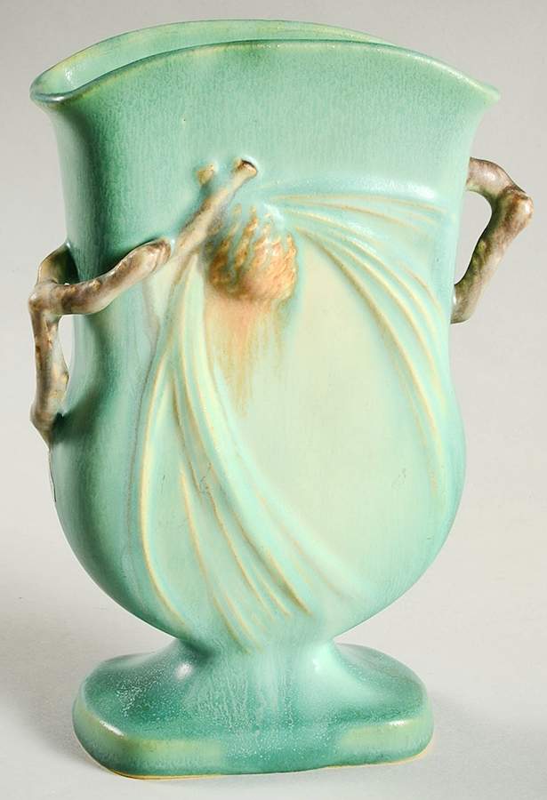 Pinecone Green 7" Pillow Vase by Roseville-1