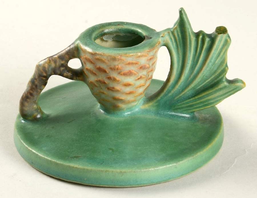 Pinecone Green Single Light Candlestick by Roseville-1