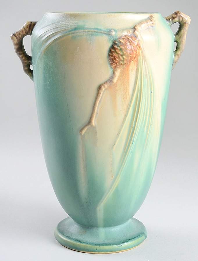 Pinecone Green 10" Footed Vase by Roseville-1
