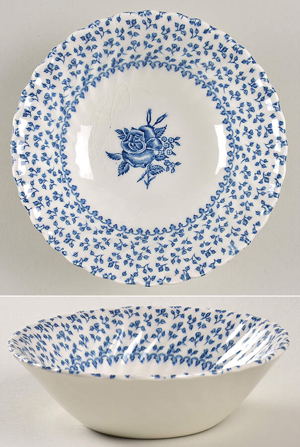 Rose Bouquet Blue Coupe Cereal Bowl by Johnson Brothers-1