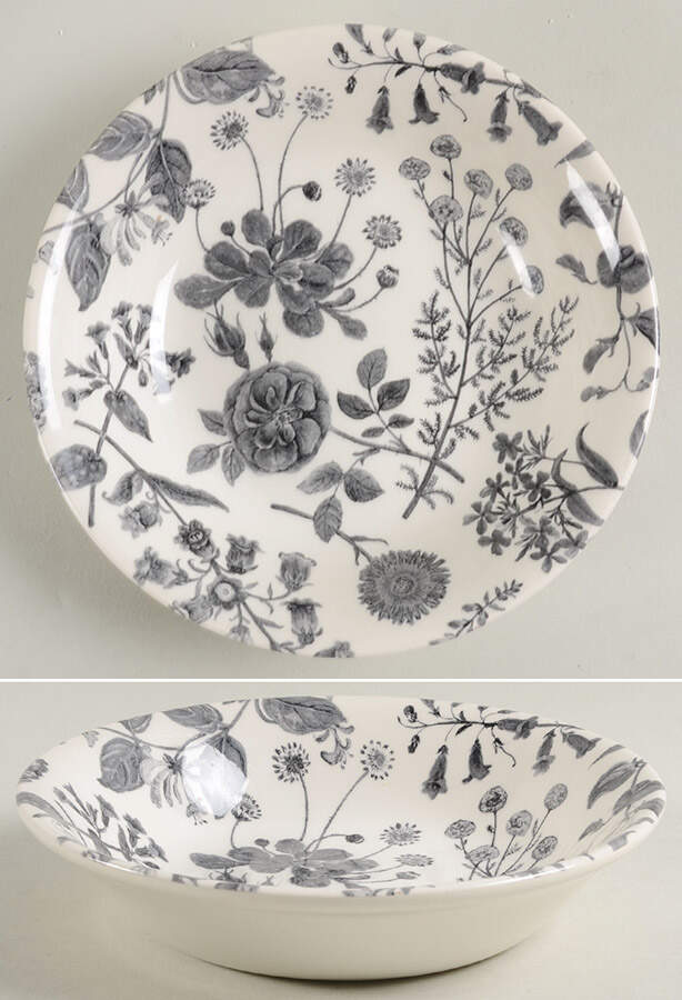 Hedgerow Black (Earthenware, Wildflowers) Coupe Cereal Bowl by Royal Stafford-1