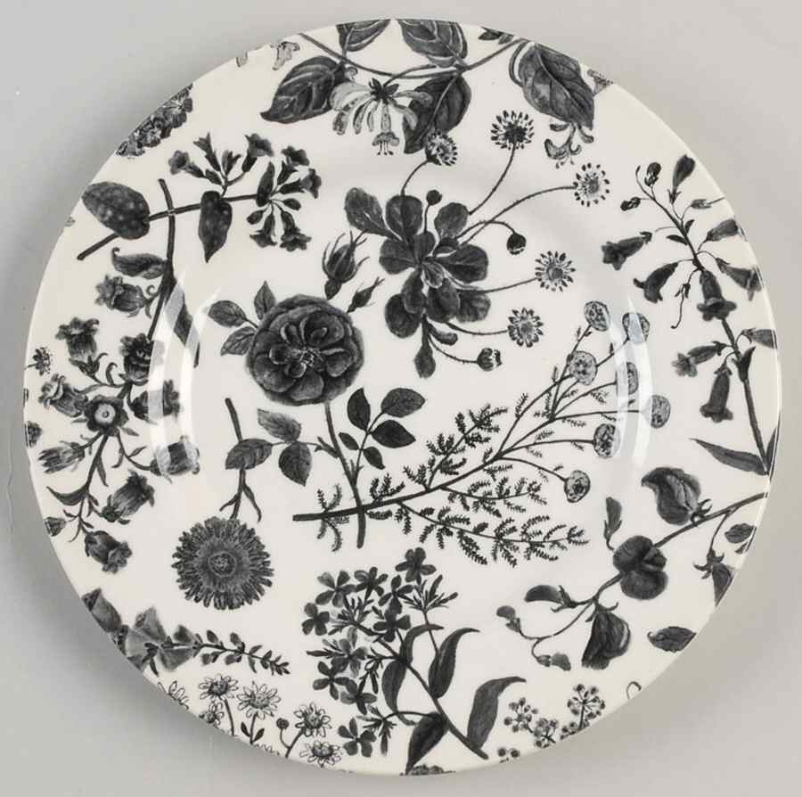 Hedgerow Black (Earthenware, Wildflowers) Salad Plate by Royal Stafford-1