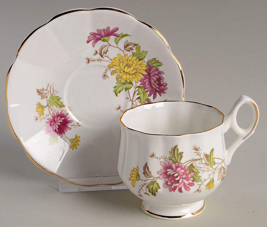 Flower of The Month (Scalloped) Footed Cup & Saucer Set by Royal Dover-1