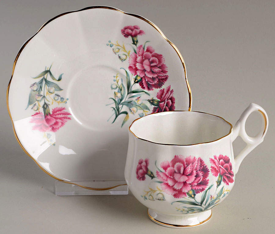 Flower of The Month (Scalloped) Footed Cup & Saucer Set by Royal Dover-1