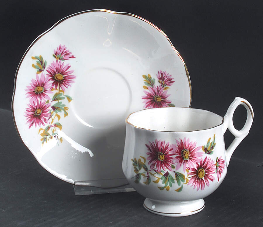 Flower of The Month (Scalloped) Footed Cup & Saucer Set by Royal Dover-1