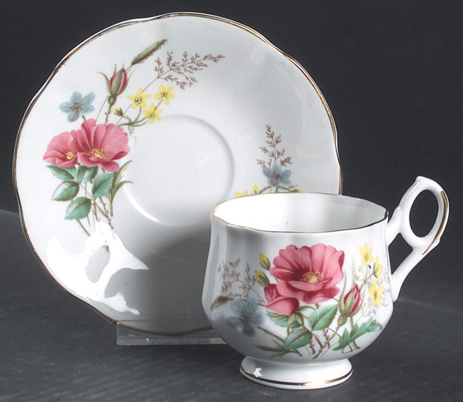 Flower of The Month (Scalloped) Footed Cup & Saucer Set by Royal Dover-1