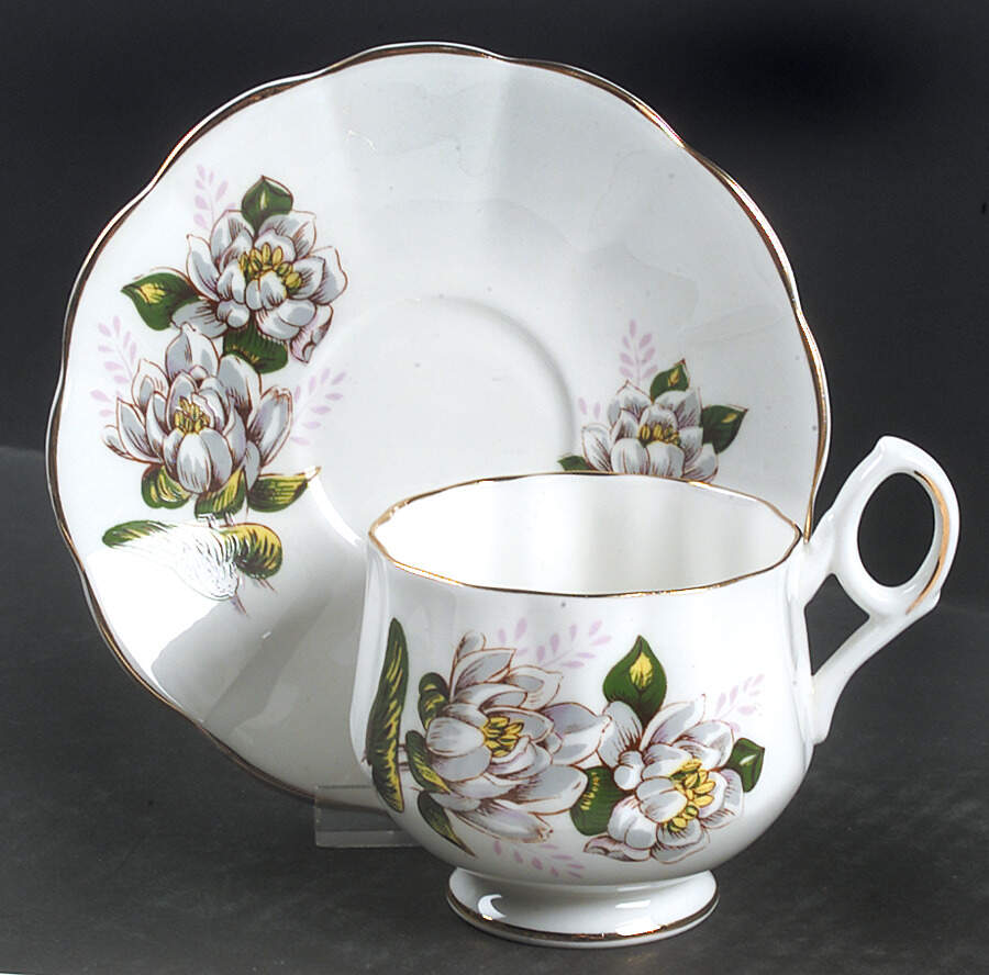 Flower of The Month (Scalloped) Footed Cup & Saucer Set by Royal Dover-1
