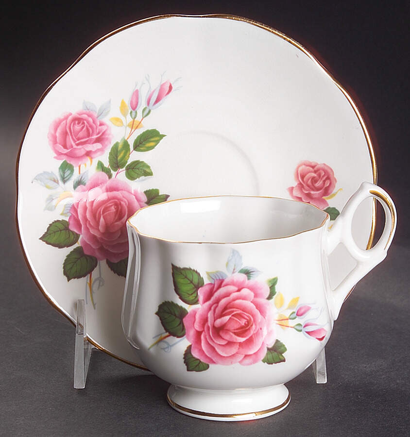 Flower of The Month (Scalloped) Footed Cup & Saucer Set by Royal Dover-1
