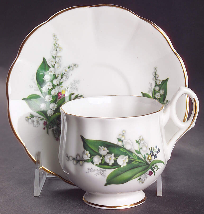 Flower of The Month (Scalloped) Footed Cup & Saucer Set by Royal Dover-1