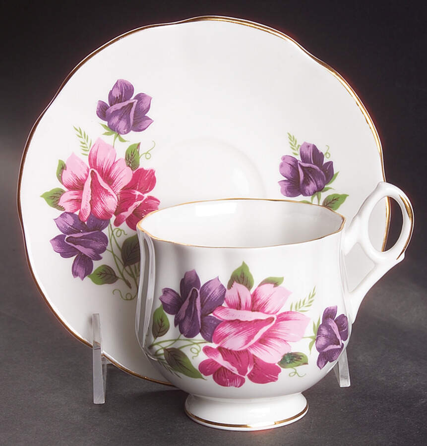 Flower of The Month (Scalloped) Footed Cup & Saucer Set by Royal Dover-1