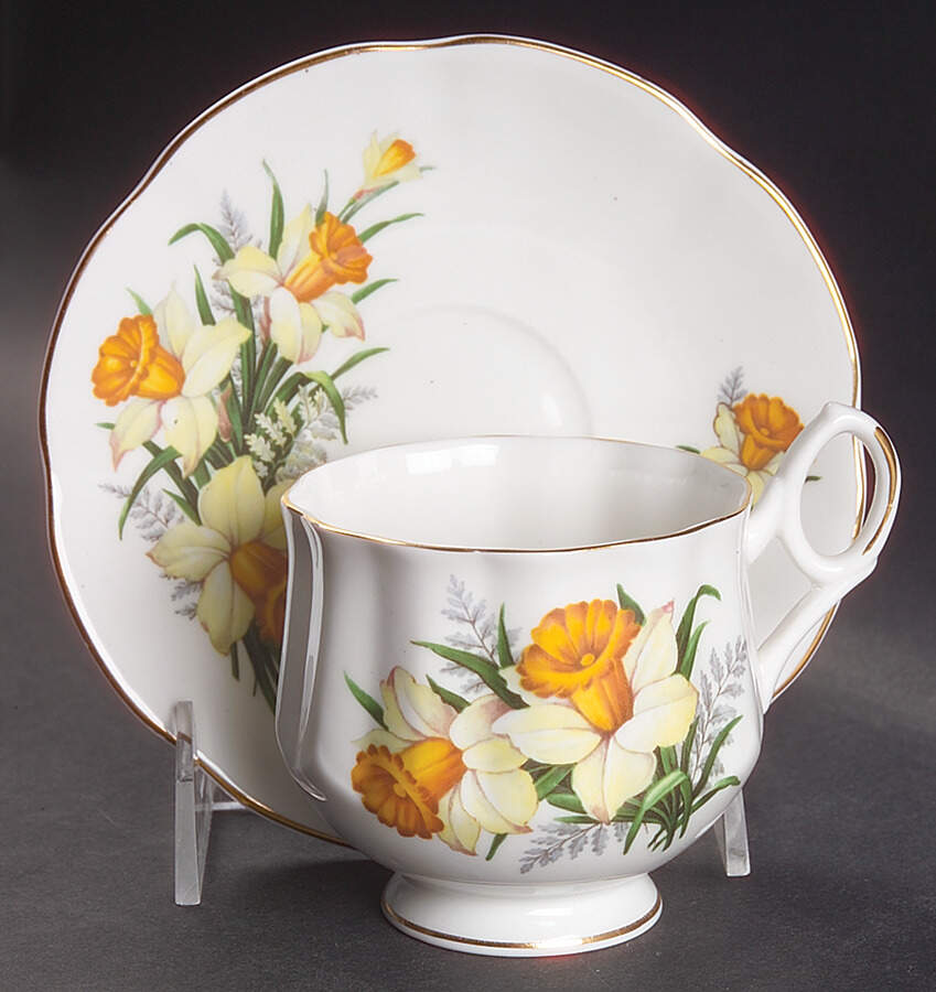Flower of The Month (Scalloped) Footed Cup & Saucer Set by Royal Dover-1