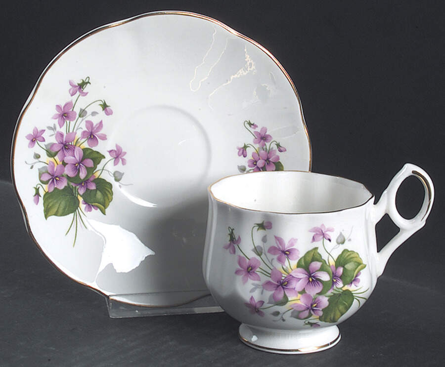 Flower of The Month (Scalloped) Footed Cup & Saucer Set by Royal Dover-1