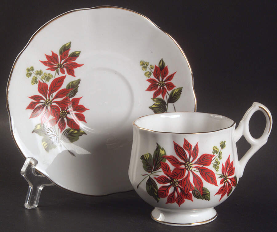 Flower of The Month (Scalloped) Footed Cup & Saucer Set by Royal Dover-1
