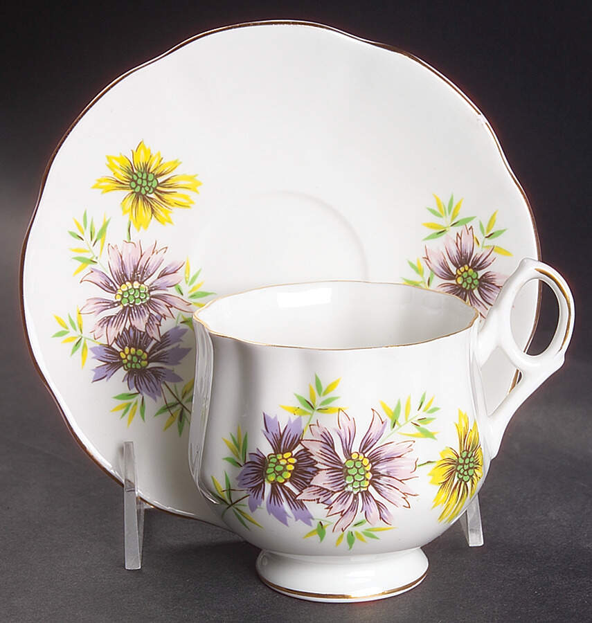 Flower of The Month (Scalloped) Footed Cup & Saucer Set by Royal Dover-1