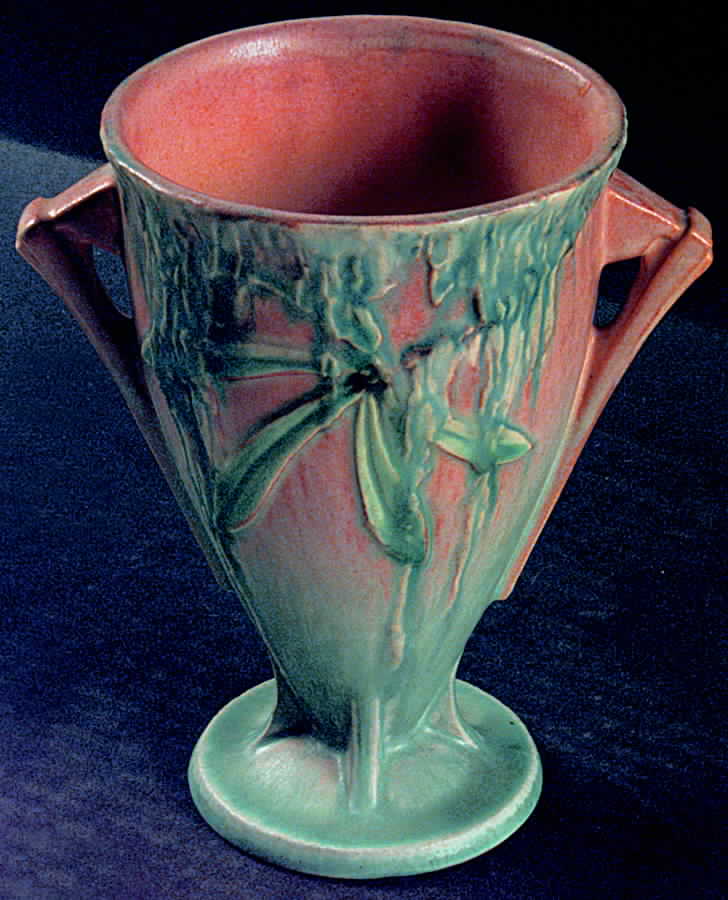 Moss Peach (Coral) 6" Handled Vase by Roseville-1
