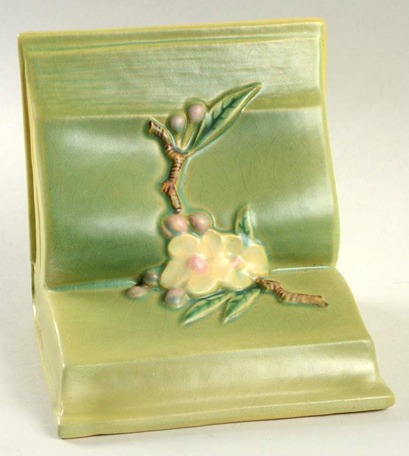 Apple Blossom Green Single China Bookend by Roseville-1