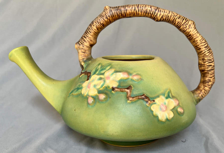 Apple Blossom Green Teapot No Lid by Roseville-1