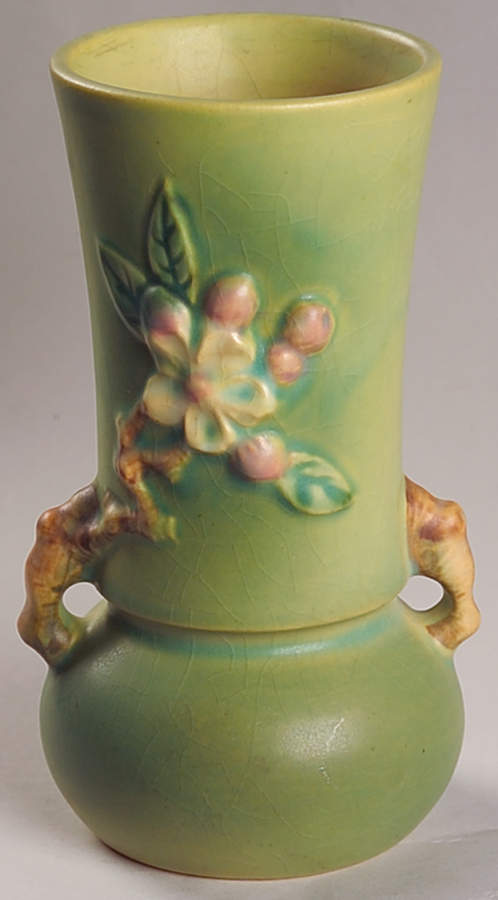 Apple Blossom Green 6" Handled Vase by Roseville-1
