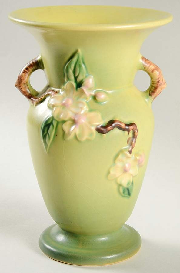 Apple Blossom Green 8" Flared Vase by Roseville-1