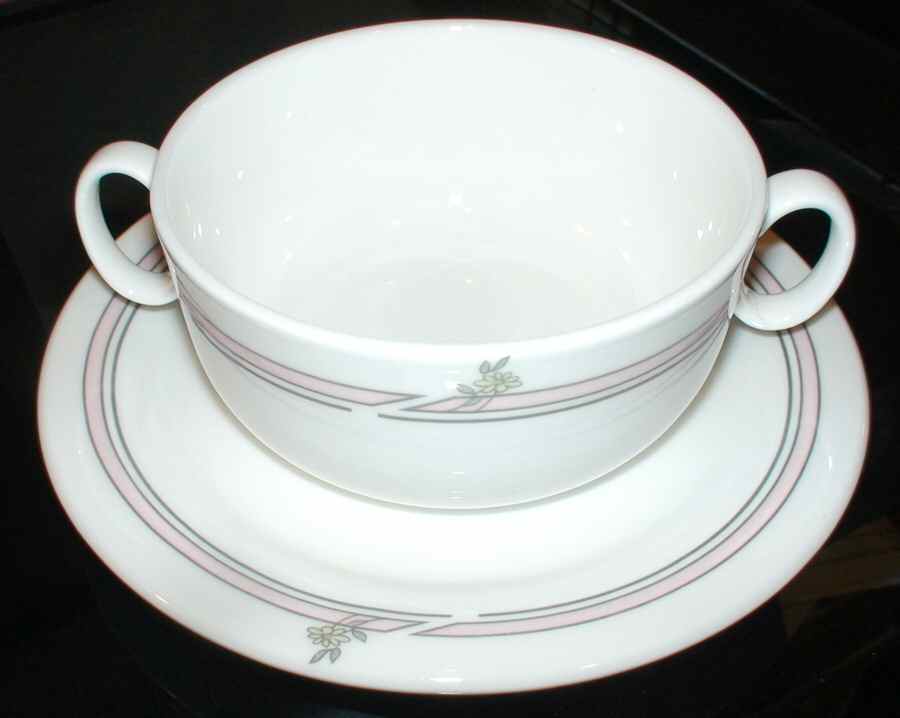 RD135 Flat Cream Soup Bowl & Saucer Set by Royal Doulton-1