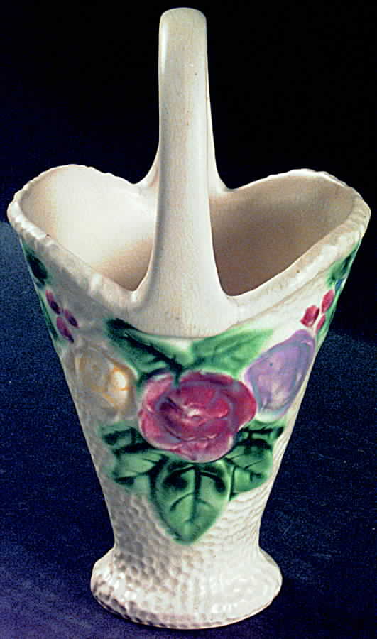 Rozane Yellow (Floral) 8" Handled Basket by Roseville-1