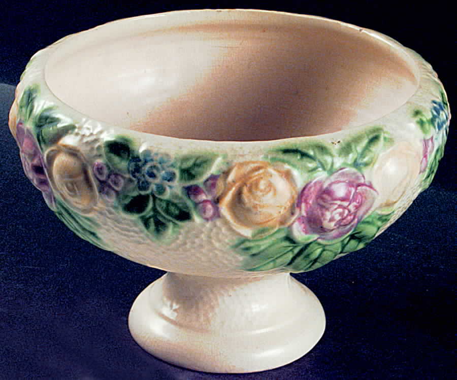 Rozane Yellow (Floral) Large Compote by Roseville-1