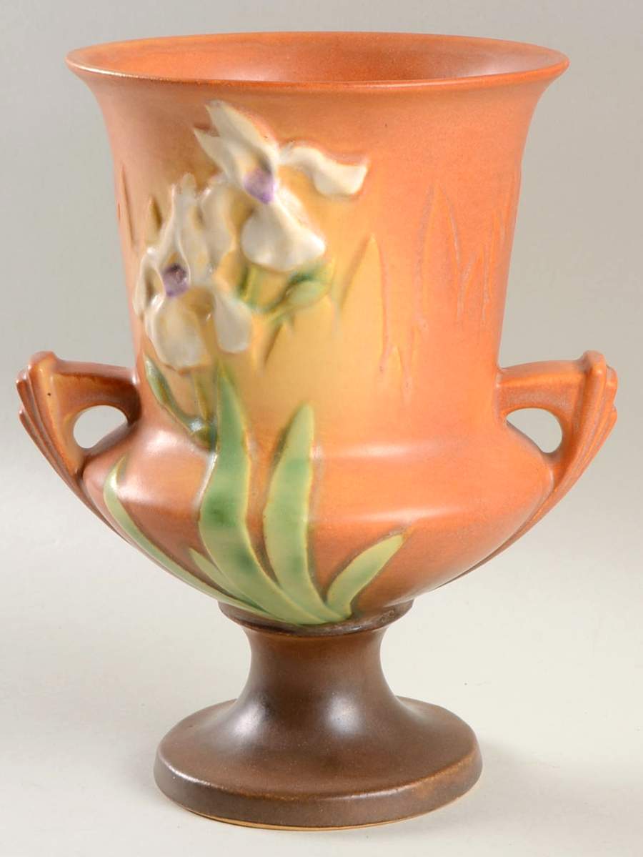 Iris Brown 8" Footed Vase by Roseville-1