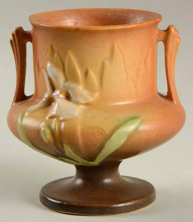 Iris Brown 4" Footed Vase by Roseville-1