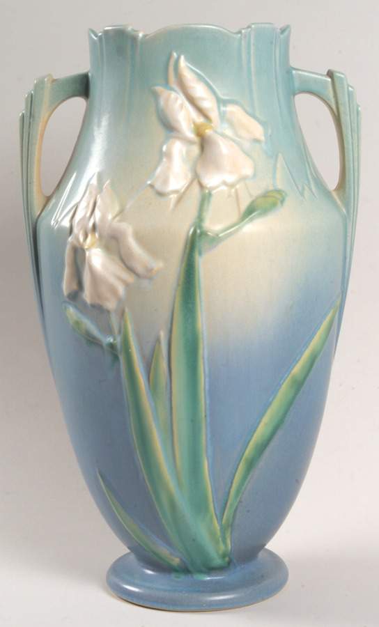 Iris Blue 15" Handled Vase by Roseville-1