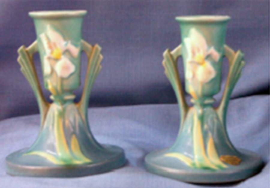 Iris Blue Small Candlestick by Roseville-1