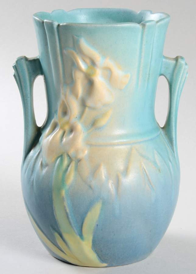 Iris Blue 6" Handled Vase by Roseville-1