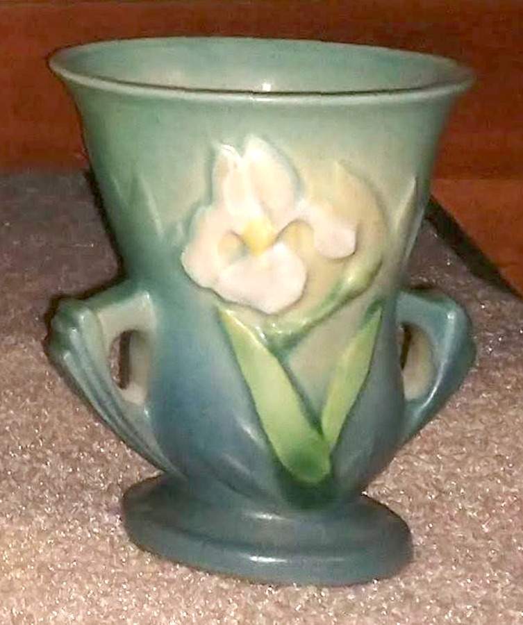 Iris Blue 4" Handled Vase by Roseville-1