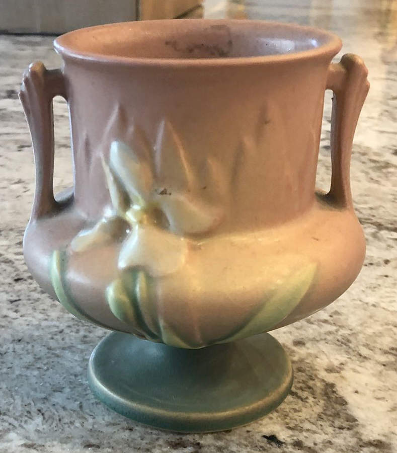 Iris Pink (Coral) 4" Footed Vase by Roseville-1