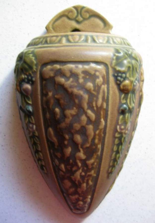 Florentine Brown 10" Wall Pocket Vase by Roseville-1