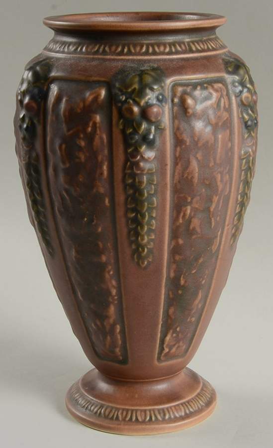 Florentine Brown 10" Footed Vase by Roseville-1