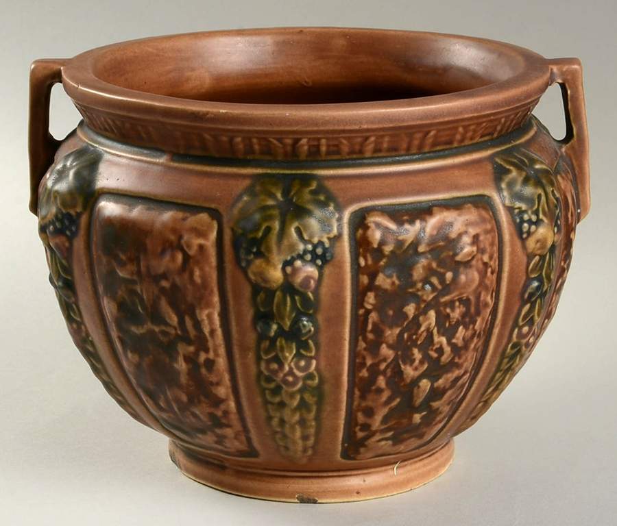 Florentine Brown 6" Handled Jardiniere by Roseville-1