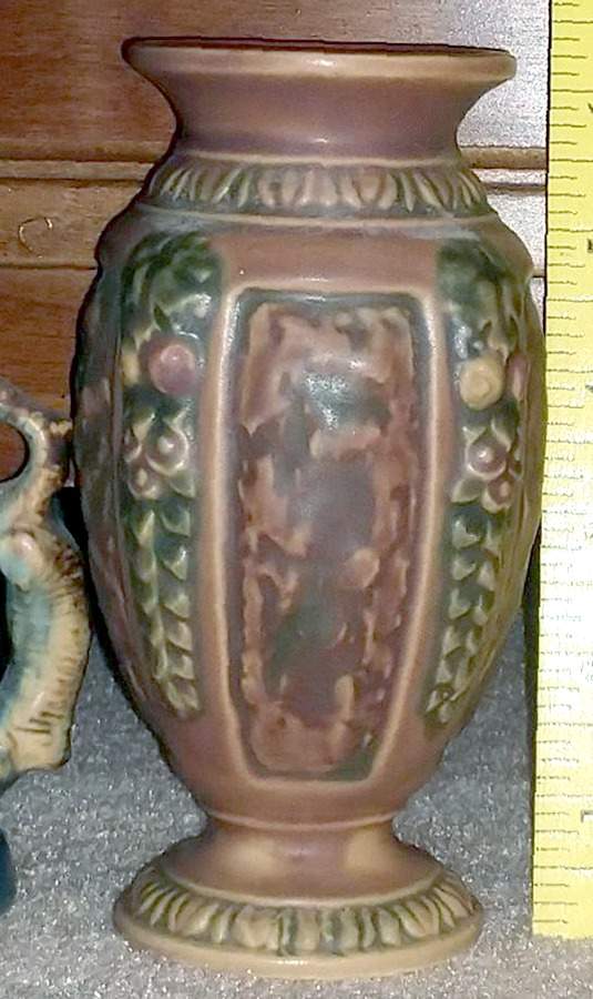 Florentine Brown 6" Footed Vase by Roseville-1